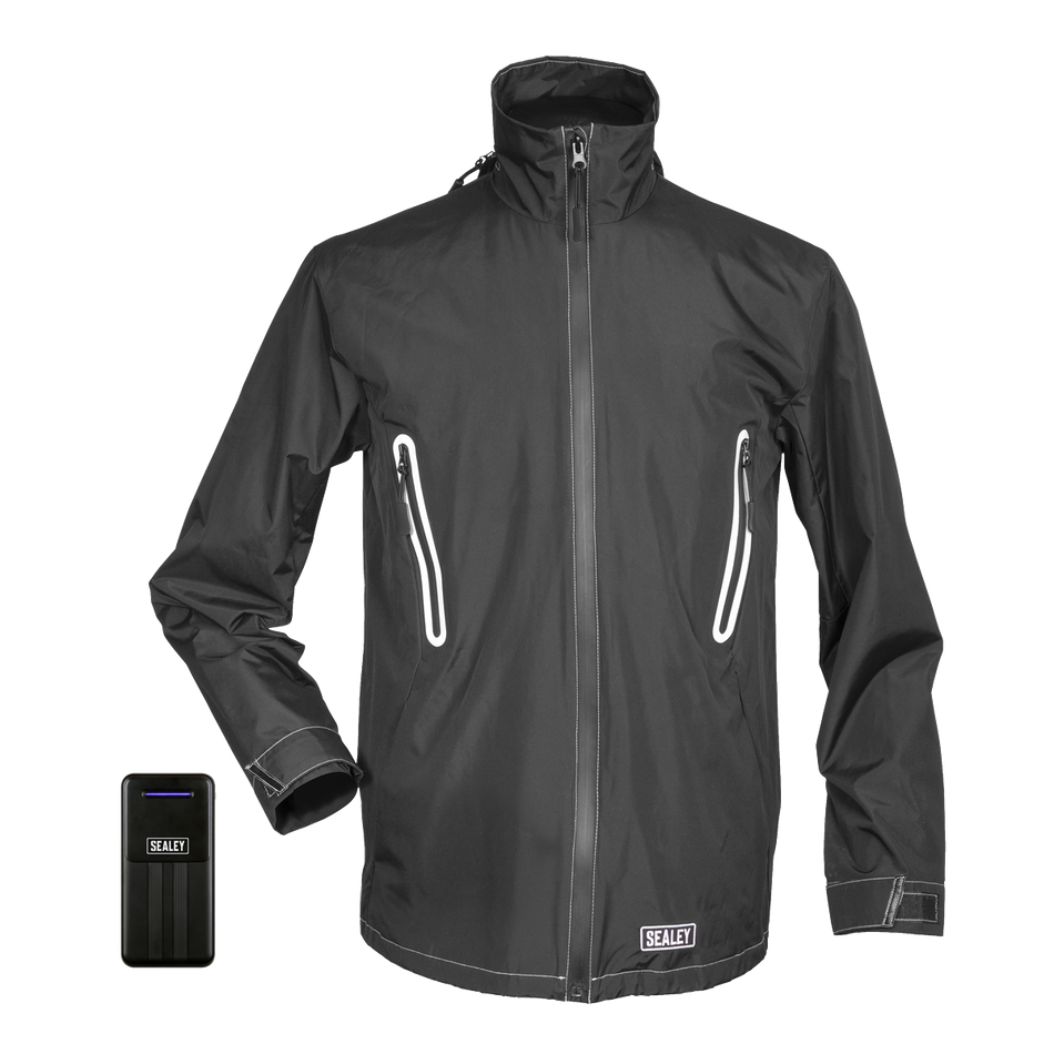 Sealey HJ07KIT 5V Heated Rain Jacket - Large with Power Bank 20mAh