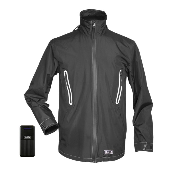 Sealey HJ07KIT 5V Heated Rain Jacket - Large with Power Bank 20mAh