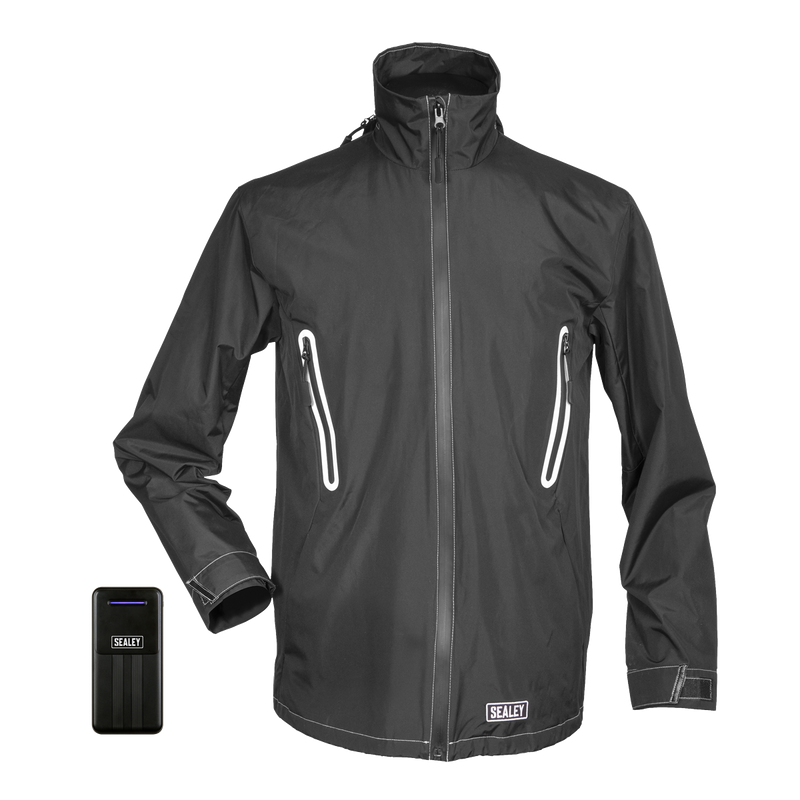 Sealey HJ07KIT 5V Heated Rain Jacket - Large with Power Bank 20mAh