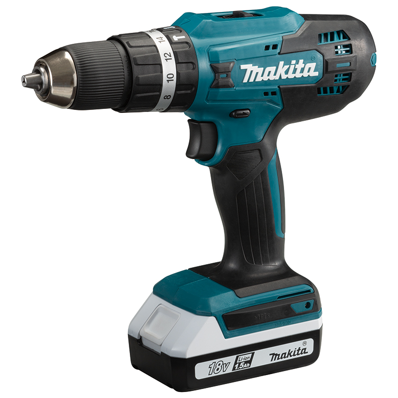 Makita HP488DAEX1 18v Lithium Combi Hammer Drill 2x 2Ah - 74 Screwdriver Bit Set