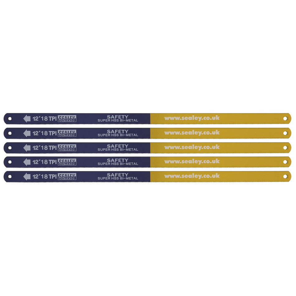 Sealey HSB0518 18tpi Bi-Metal Hacksaw Blade HSS - Pack of 5