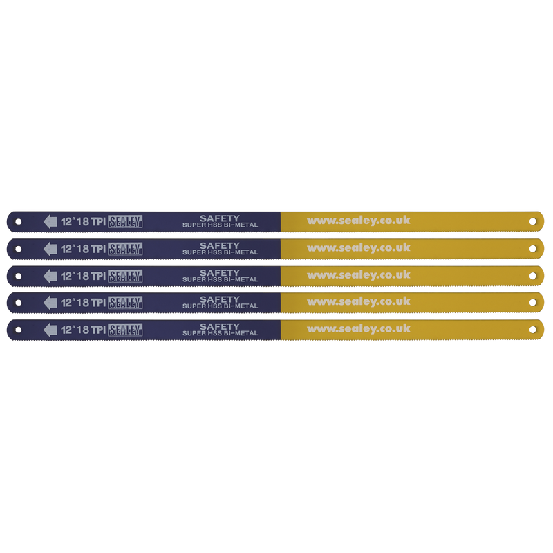 Sealey HSB0518 18tpi Bi-Metal Hacksaw Blade HSS - Pack of 5