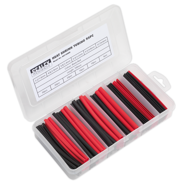 Sealey HST100BR 95pc 100mm Heat Shrink Tubing Assortment - Black & Red