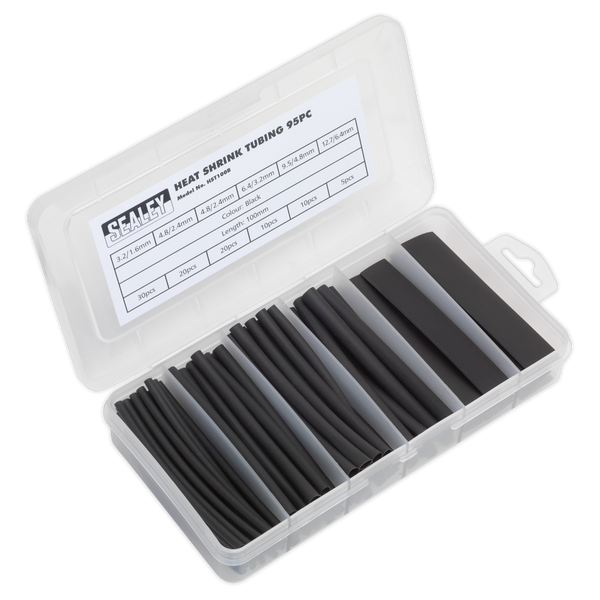 Sealey HST100B 95pc 100mm Heat Shrink Tubing Assortment - Black