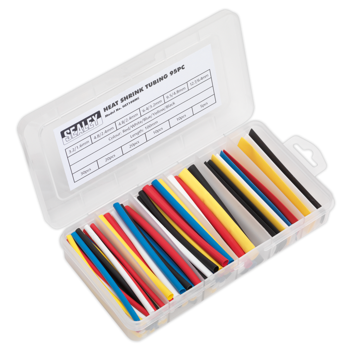 Sealey HST100MC 95pc 100mm Heat Shrink Tubing Assortment - Mixed Colours