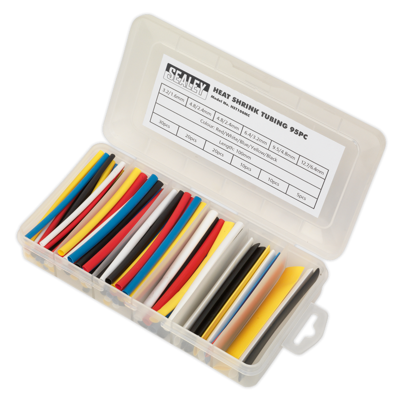 Sealey HST100MC 95pc 100mm Heat Shrink Tubing Assortment - Mixed Colours