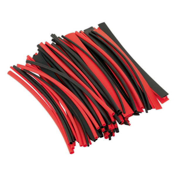 Sealey HST200BR 100pc 200mm Heat Shrink Tubing - Black & Red