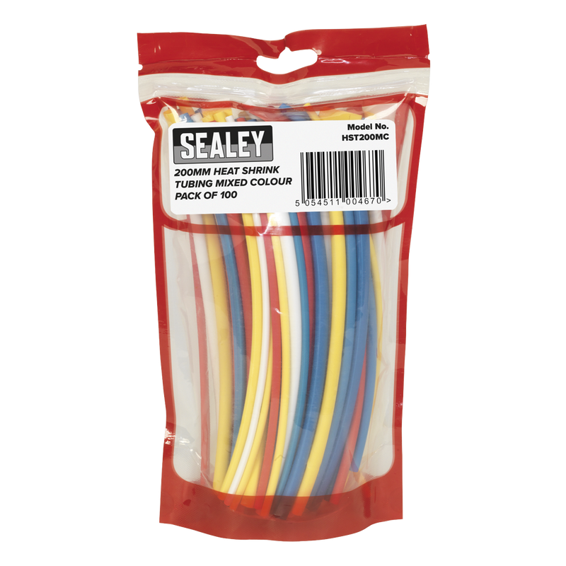 Sealey HST200MC 100pc 200mm Heat Shrink Tubing - Mixed Colours