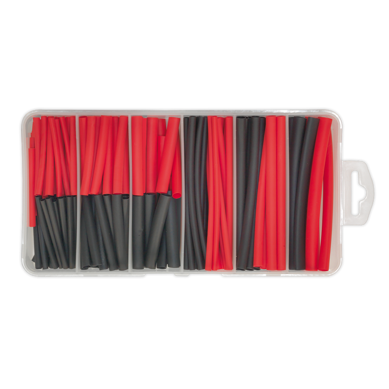 Sealey HST501BR 180pc 50 & 100mm Heat Shrink Tubing Assortment - Black & Red