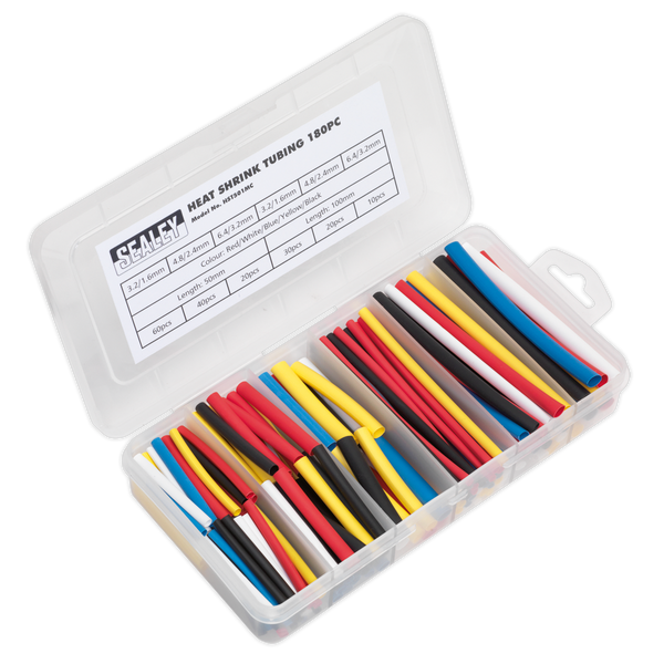 Sealey HST501MC 180pc 50 & 100mm Heat Shrink Tubing Assortment - Mixed Colours
