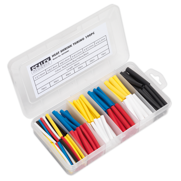 Sealey HST50MC 190pc 50mm Heat Shrink Tubing Assortment - Mixed Colours