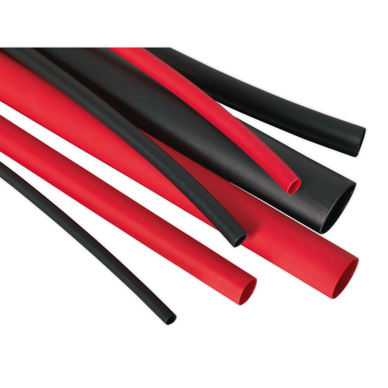 Sealey HSTAL72BR 72pc 200mm Heat Shrink Dual Wall Adhesive Lined Tubing - Black & Red