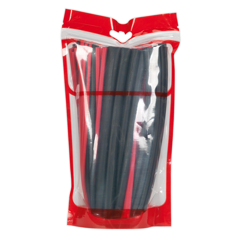 Sealey HSTAL72BR 72pc 200mm Heat Shrink Dual Wall Adhesive Lined Tubing - Black & Red