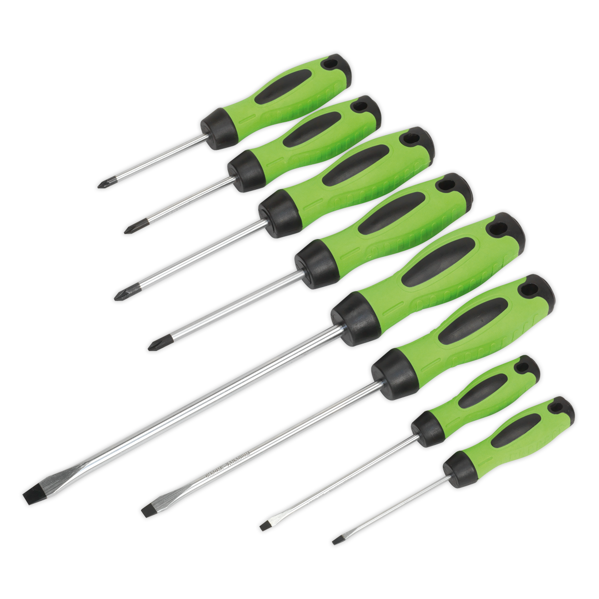 Sealey HV001 8pc Screwdriver Set - Hi-Vis Green