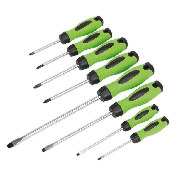 Sealey HV001 8pc Screwdriver Set - Hi-Vis Green