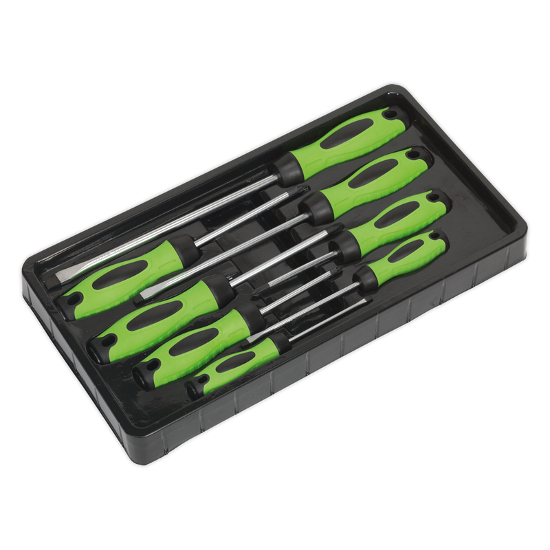 Sealey HV001 8pc Screwdriver Set - Hi-Vis Green