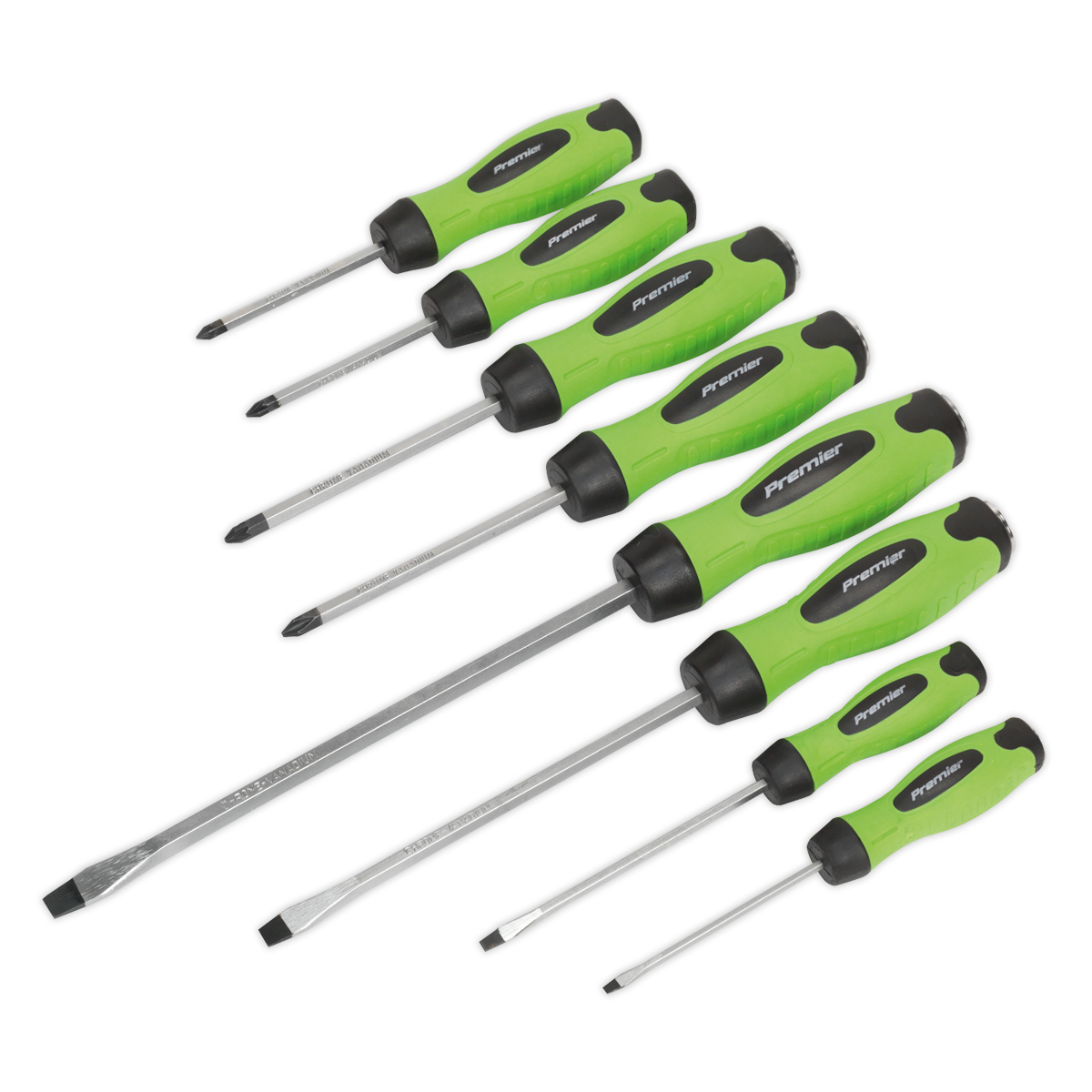 Sealey HV002 8pc Hammer-Thru Screwdriver Set - Hi-Vis Green