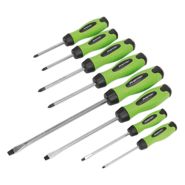 Sealey HV002 8pc Hammer-Thru Screwdriver Set - Hi-Vis Green