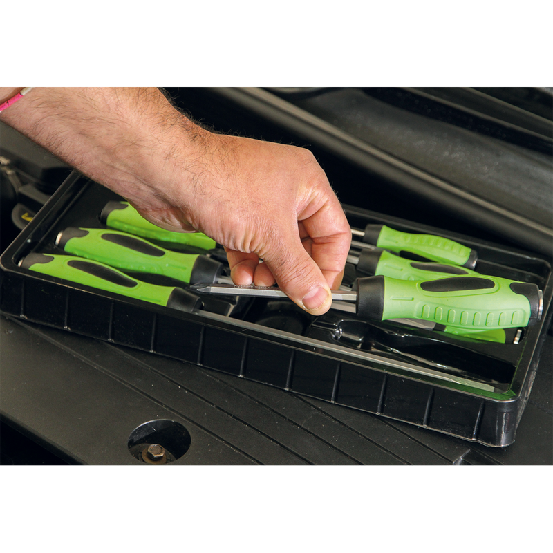 Sealey HV002 8pc Hammer-Thru Screwdriver Set - Hi-Vis Green