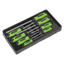 Sealey HV002 8pc Hammer-Thru Screwdriver Set - Hi-Vis Green