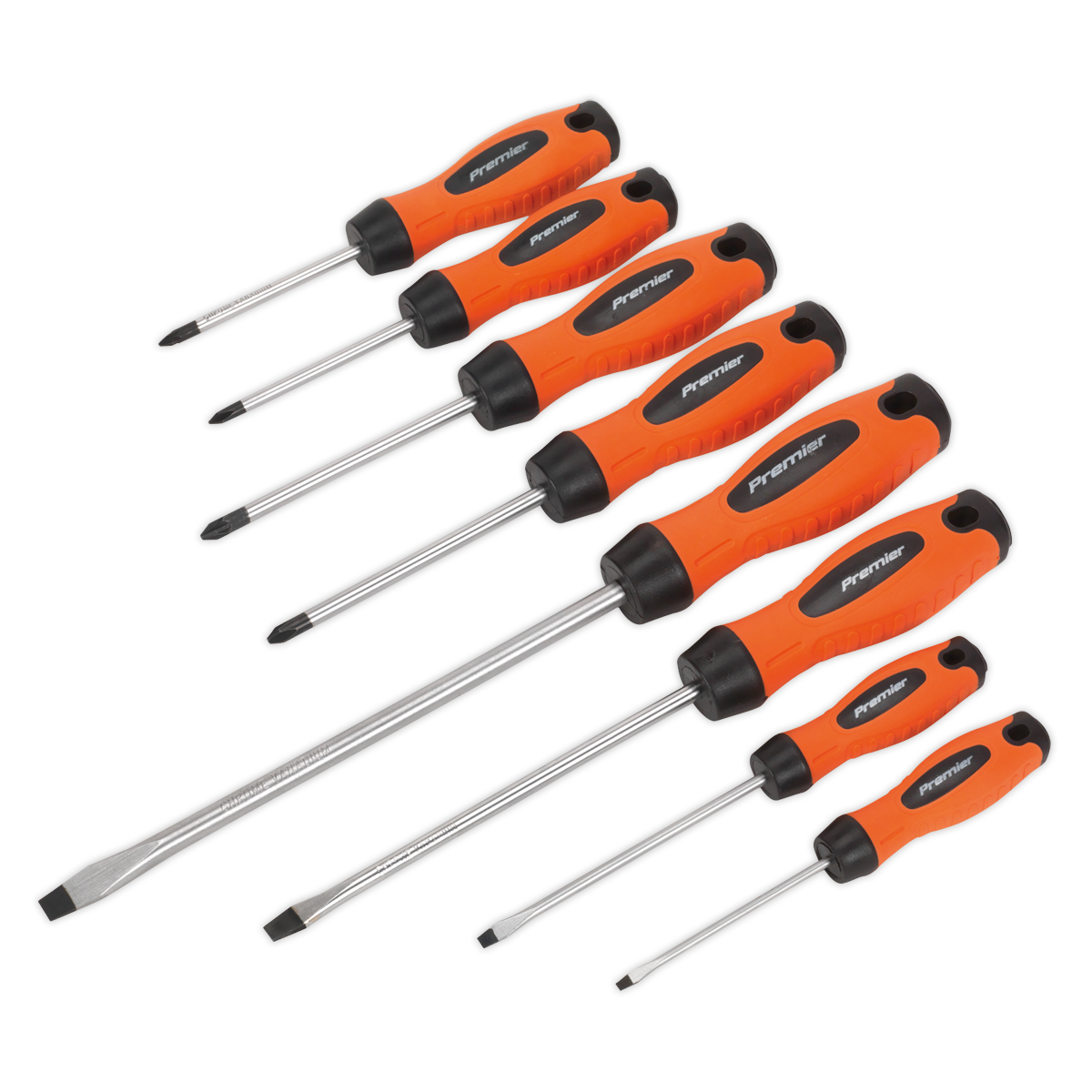 Sealey HV003 8pc Screwdriver Set - Hi-Vis Orange