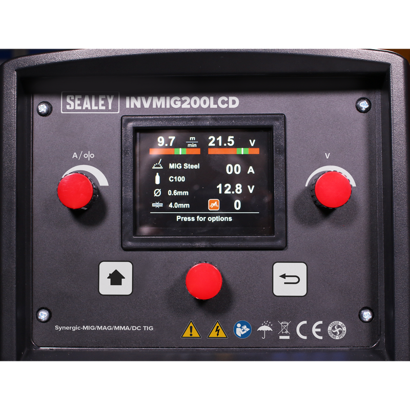 Sealey INVMIG200LCD 200A MIG, TIG & MMA Inverter Welder with LCD Screen