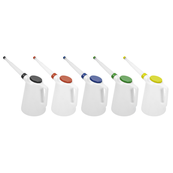 Sealey JDL5SET 5L Oil Containers with Lid & Flexible Spout - Set of 5