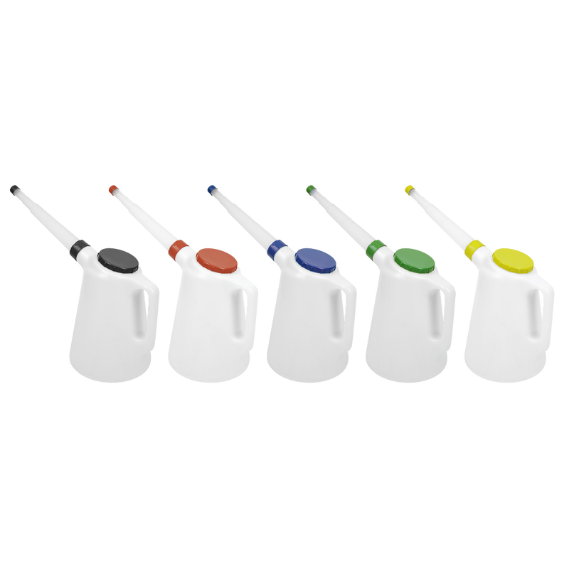 Sealey JDL5SET 5L Oil Containers with Lid & Flexible Spout - Set of 5