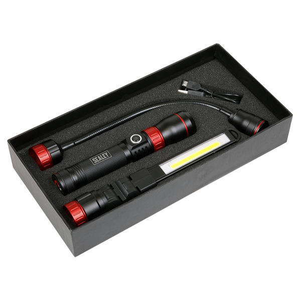 Sealey LED0131R Interchangeable 3-In-1 COB LED Rechargeable Inspection Light