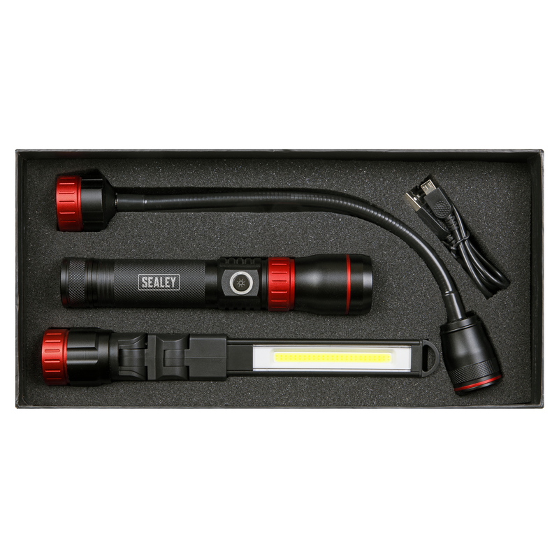 Sealey LED0131R Interchangeable 3-In-1 COB LED Rechargeable Inspection Light