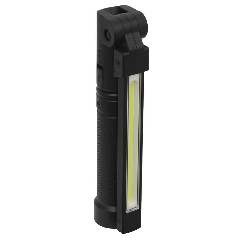 Sealey LED02G 2 COB & 1 SMD LED Rechargeable Aluminium Folding Pocket Light