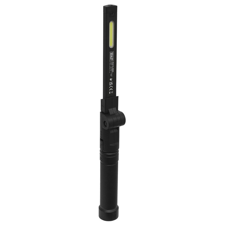 Sealey LED02G 2 COB & 1 SMD LED Rechargeable Aluminium Folding Pocket Light