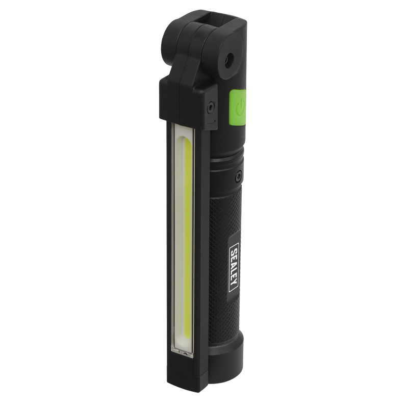 Sealey LED02G 2 COB & 1 SMD LED Rechargeable Aluminium Folding Pocket Light