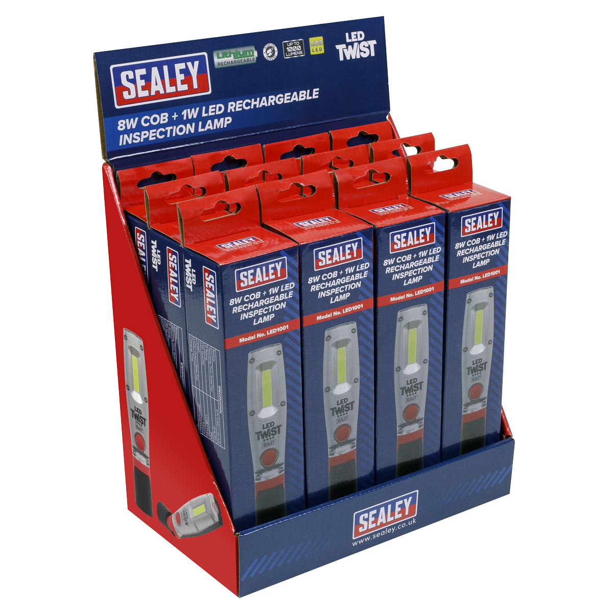 Sealey LED1001DB 8W LED Rechargeable Inspection Light - Display Box of 12