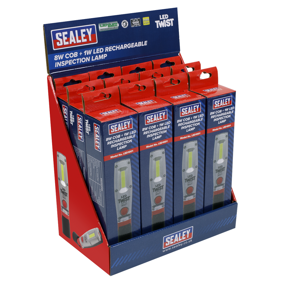 Sealey LED1001DB 8W LED Rechargeable Inspection Light - Display Box of 12