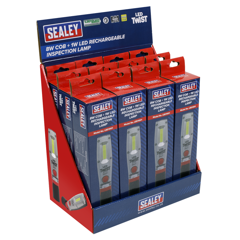 Sealey LED1001DB 8W LED Rechargeable Inspection Light - Display Box of 12