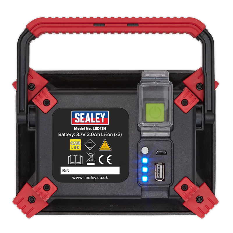 Sealey LED184 20W COB LED Rechargeable Portable Floodlight & Power Bank