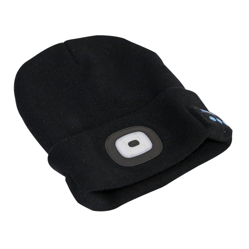 Sealey LED185W 4 SMD LED USB Rechargeable Beanie Hat with Wireless Headphones