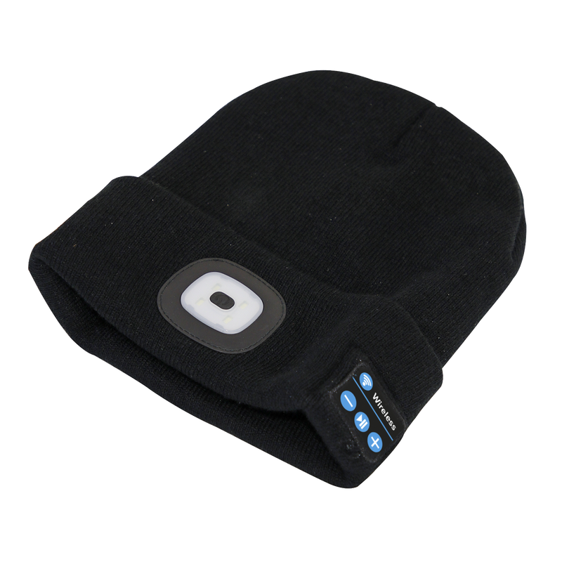 Sealey LED185W 4 SMD LED USB Rechargeable Beanie Hat with Wireless Headphones