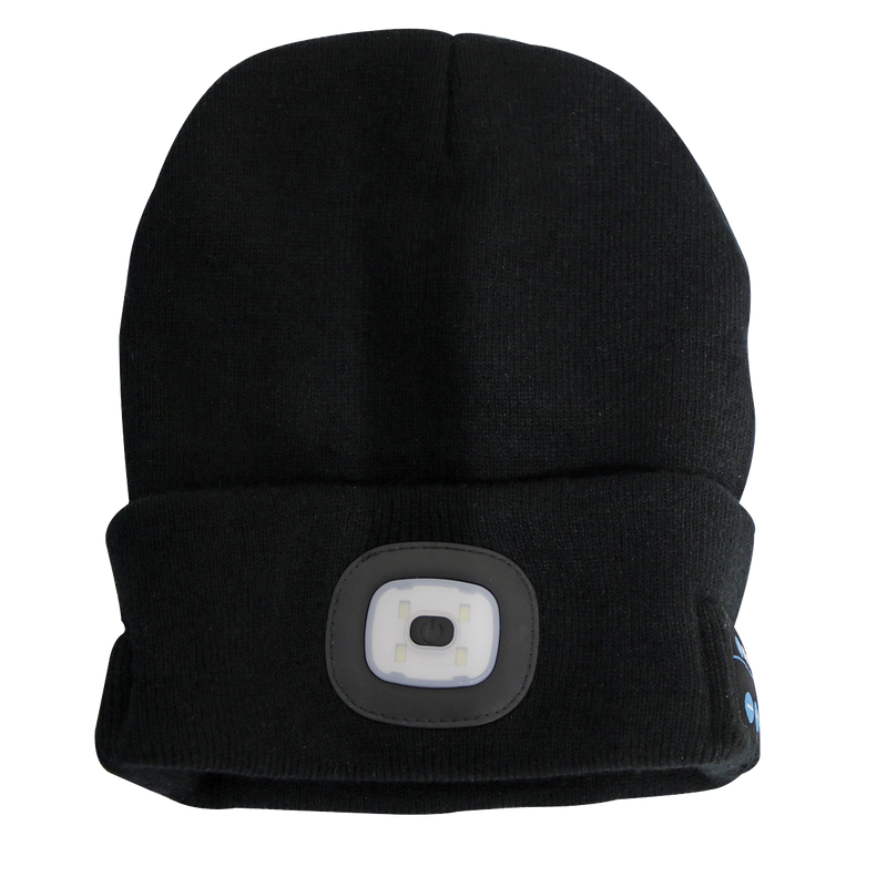 Sealey LED185W 4 SMD LED USB Rechargeable Beanie Hat with Wireless Headphones
