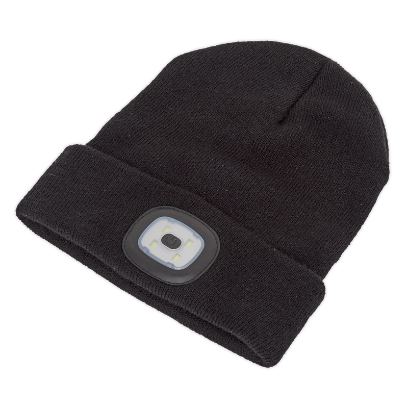 Sealey LED185 4 SMD LED USB Rechargeable Beanie Hat