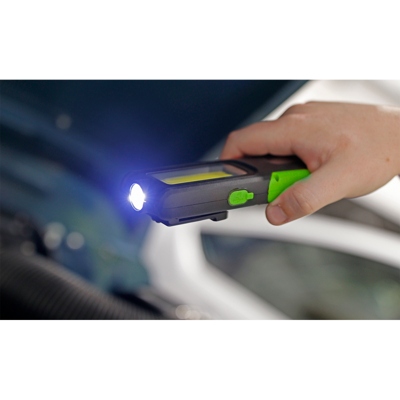 Sealey LED318G 5W COB & 3W SMD LED Rechargeable Inspection Light with Power Bank - Green