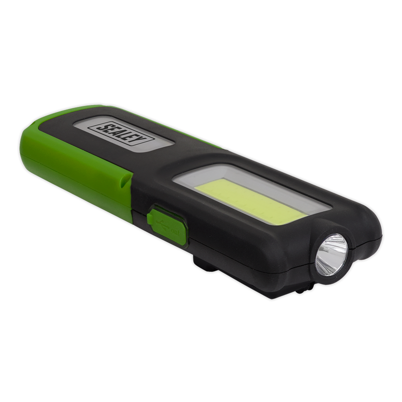Sealey LED318G 5W COB & 3W SMD LED Rechargeable Inspection Light with Power Bank - Green