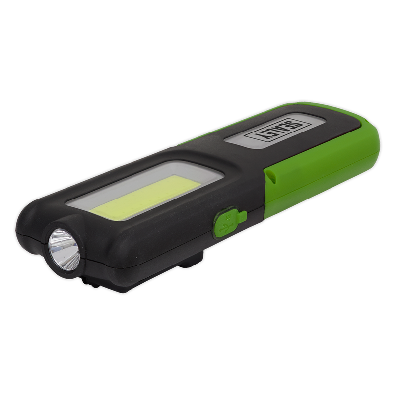 Sealey LED318G 5W COB & 3W SMD LED Rechargeable Inspection Light with Power Bank - Green
