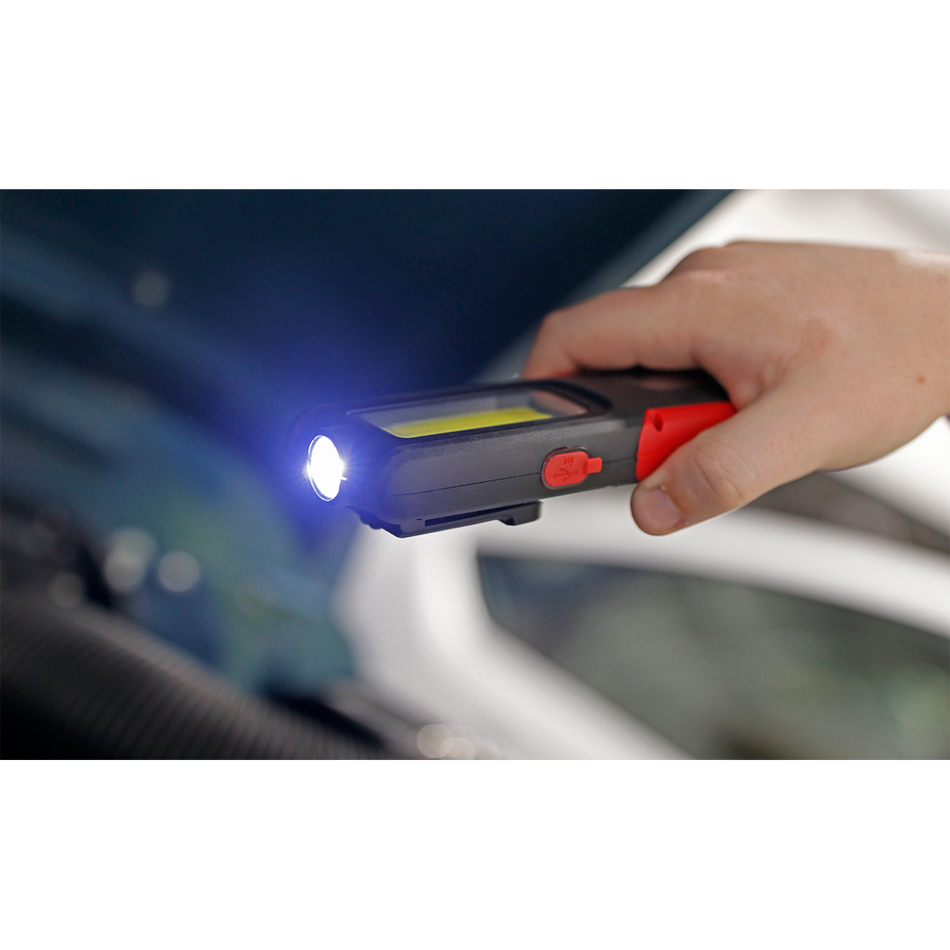 Sealey LED318R 5W COB & 3W SMD LED Rechargeable Inspection Light with Power Bank - Red