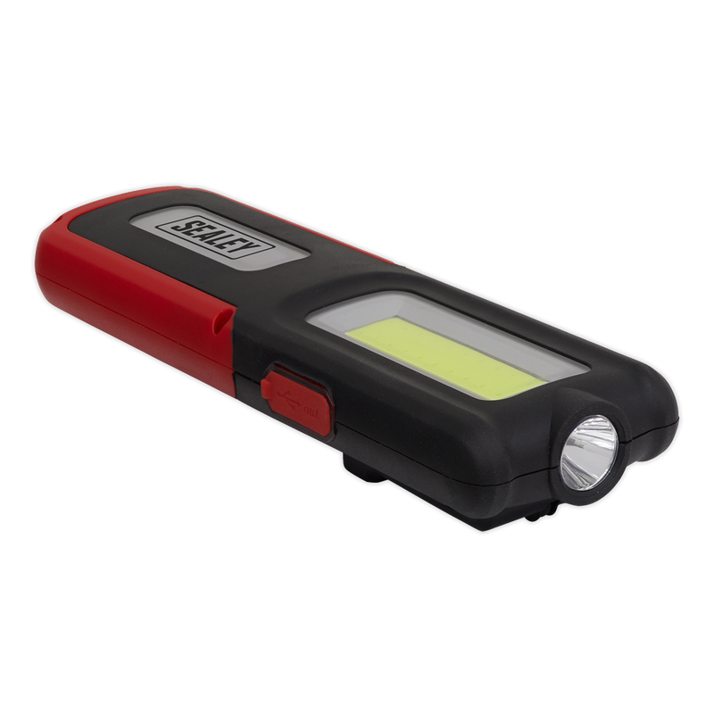 Sealey LED318R 5W COB & 3W SMD LED Rechargeable Inspection Light with Power Bank - Red