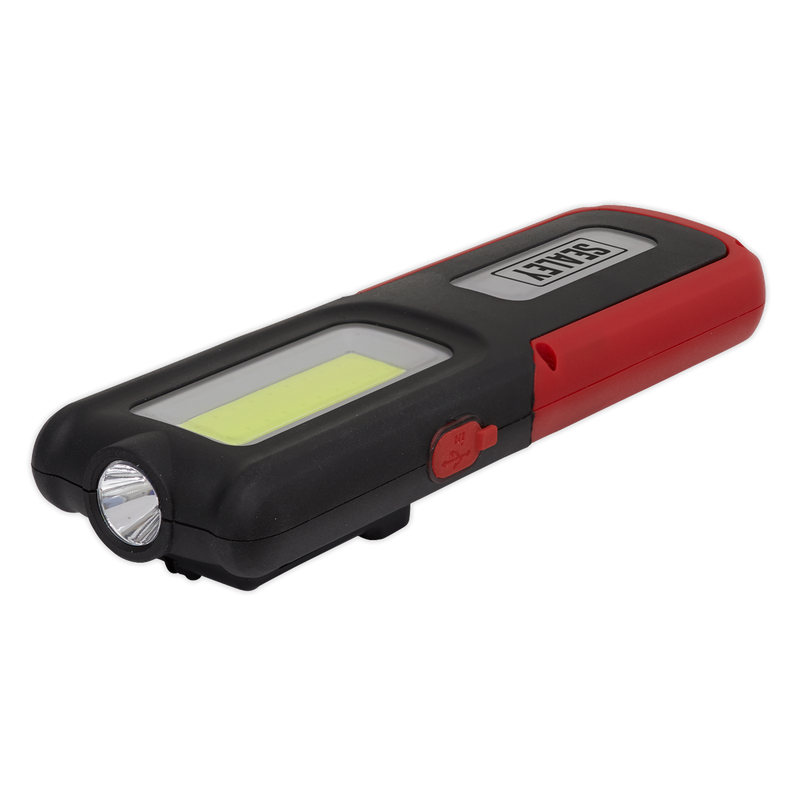 Sealey LED318R 5W COB & 3W SMD LED Rechargeable Inspection Light with Power Bank - Red