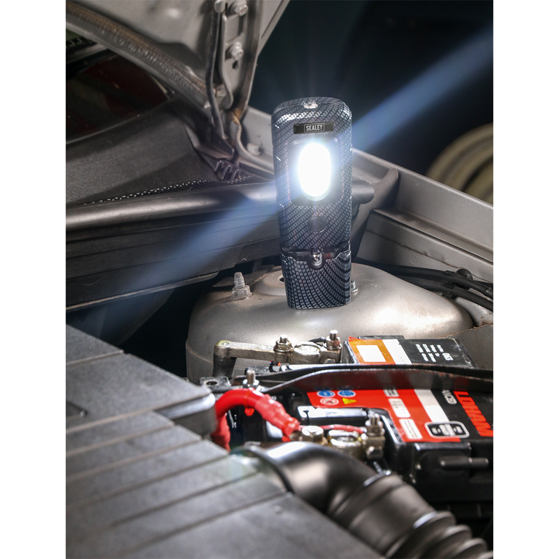Sealey LED3601CF 360‚Äö√†√∂‚àö√°¬¨¬®‚Äö√†√ª 3W COB & 1W SMD LED Rechargeable Carbon Fibre Effect Inspection Light