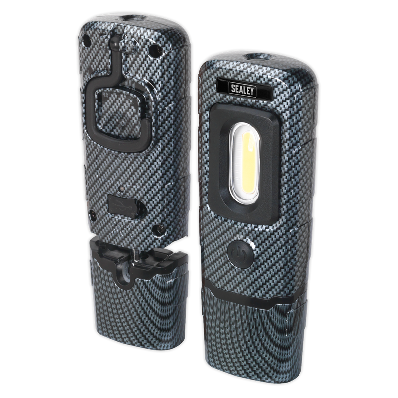 Sealey LED3601CF 360‚Äö√†√∂‚àö√°¬¨¬®‚Äö√†√ª 3W COB & 1W SMD LED Rechargeable Carbon Fibre Effect Inspection Light