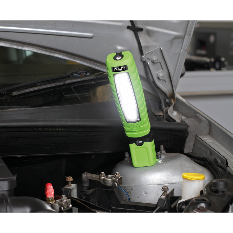 Sealey LED360G 360‚Äö√†√∂‚àö√°¬¨¬®‚Äö√†√ª 14 SMD LED & 3W SMD LED Hi-Vis Green Rechargeable Inspection Light